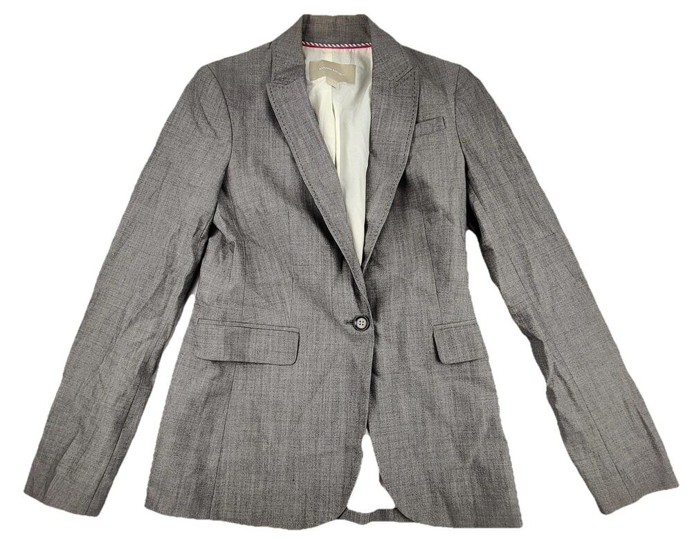 Banana Republic Blazer Womens 4 Gray One Button Notch Lapel Tailored Lined